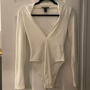 White deep neck bodysuit